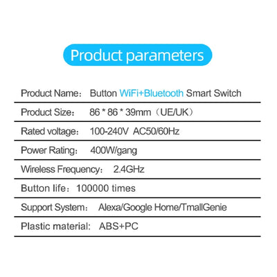 Tuya Smart Switch Push Button Controller 1/2/3 Gang WiFi Switches No Neutral Wire Works With Alexa Google Home Smart Life App