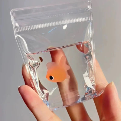 2024 Creative Novelty Clear Kawaii Little Goldfish Bag Silicone Squeeze Pinch Clownfish Toy Adult Stress Relief Children's Gifts