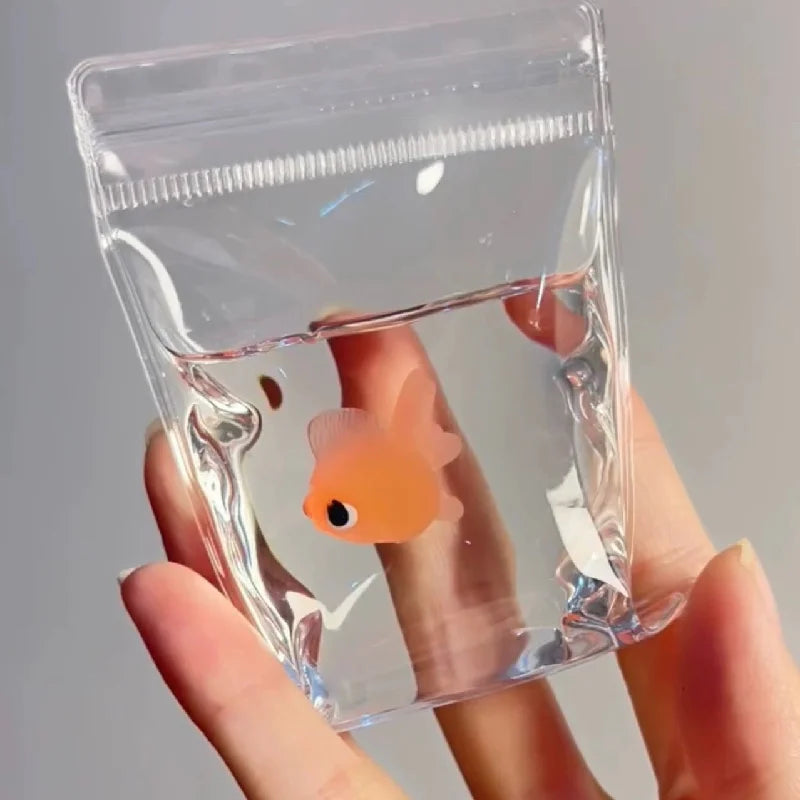 2024 Creative Novelty Clear Kawaii Little Goldfish Bag Silicone Squeeze Pinch Clownfish Toy Adult Stress Relief Children&