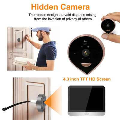 Tuya Smart 1080P WiFi Door Bell Peephole Camera Viewer Home Security Two-way Audio Night Vision 4.3' FHD Video Doorbell Camera