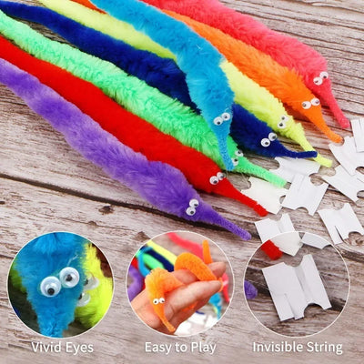 15Pcs Fun Worm Magic Props Toys for Children Kids Beginners Wiggly Twisty Worm with Invisible String Party Games Trick Toys