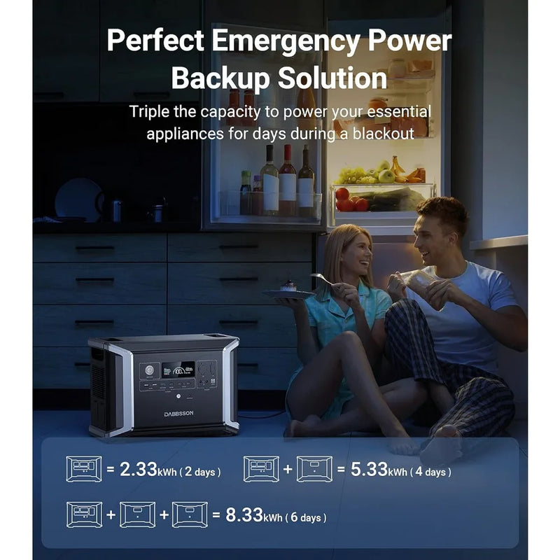 LiFePO4 Household Backup Battery, Portable Power Station, DBS23002330Wh, EV Semi-solid, 5 × 2200W, AC Power Socket