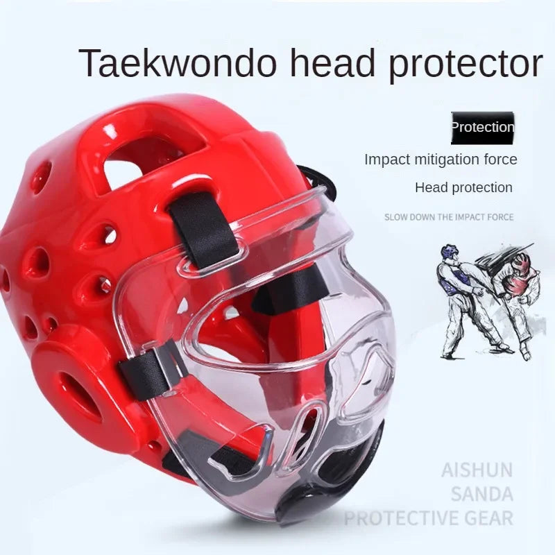 2pcs Set Protective Head Equipment Kids Training Competition Martial Arts Boxing Head Guard Tactical Helmet Taekwondo Protector