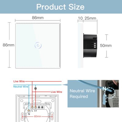 Bseed Wifi Smart Switch 1/2/3Gang 2Way Light Touch Switch Crystal Glass Panel Work With Tuya Google Alexa Smart Life