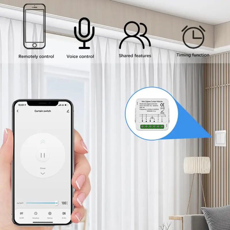 Tuya Smart WiFi/Zigbee Curtain Switch For Roller Shutter Electric Motor Smart Life APP Voice Remote Control By Alexa Google Home