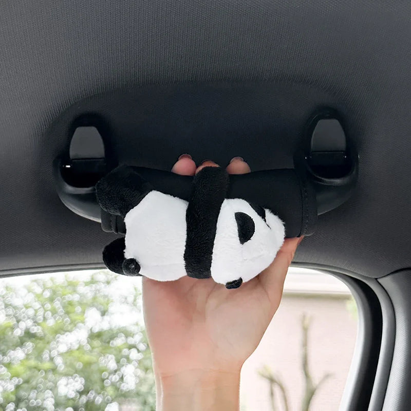 1pc Cute Cartoon Panda Car Gear Shift Cover Soft Plush Auto Shifter Hand Brake Case Toy Bear Car Accessories Interior Decoration