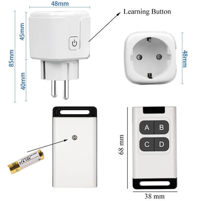 WiFi Rf Smart Plug Socket with Power Monitor,Tuya Wireless Remote Control Switch AC 110V 220V 16A 3000W work with Alexa Google