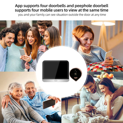 Tuya Smart 1080P WiFi Door Bell Peephole Camera Viewer Home Security Two-way Audio Night Vision 4.3' FHD Video Doorbell Camera