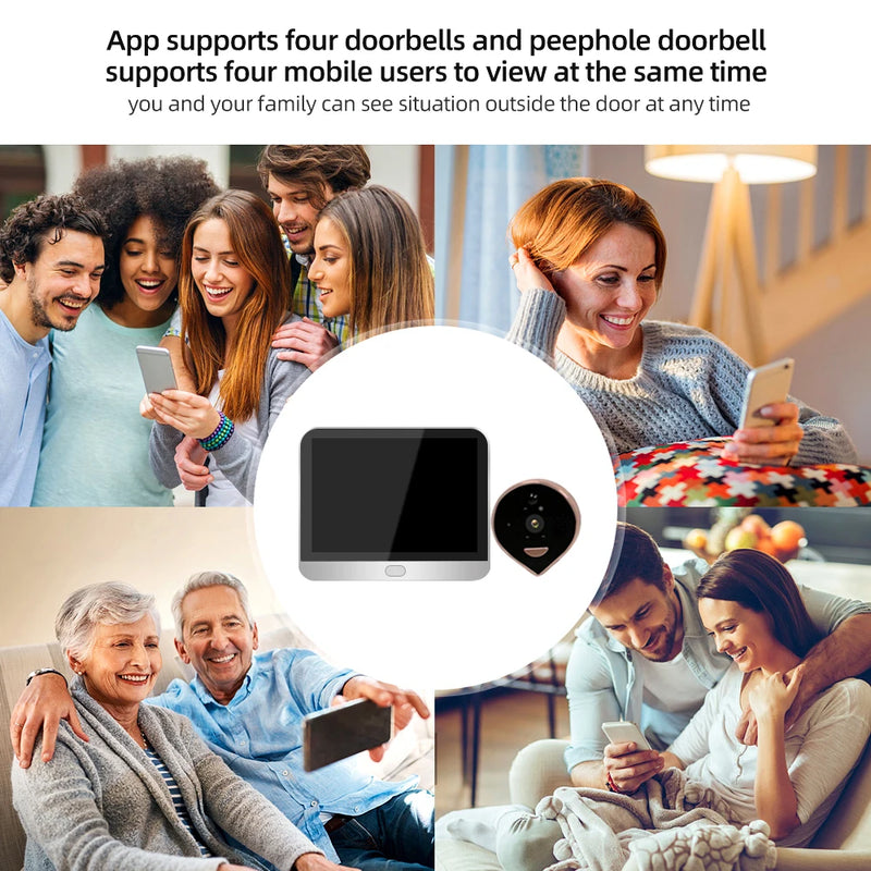 Tuya Smart 1080P WiFi Door Bell Peephole Camera Viewer Home Security Two-way Audio Night Vision 4.3&