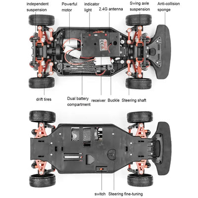 1:10 4WD 70KM/H High Speed Drift RC Car Shock Absorber Anti-collision Off-road Racing Remote Control Car Toys For Children Gifts