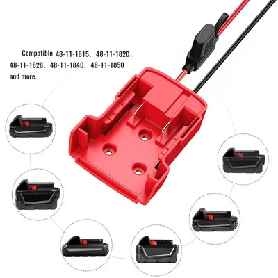 For Milwaukee 18V Battery Adapters Dock Power DIY Battery Converter Connector 12AWG Home Power Tools Parts Replacement