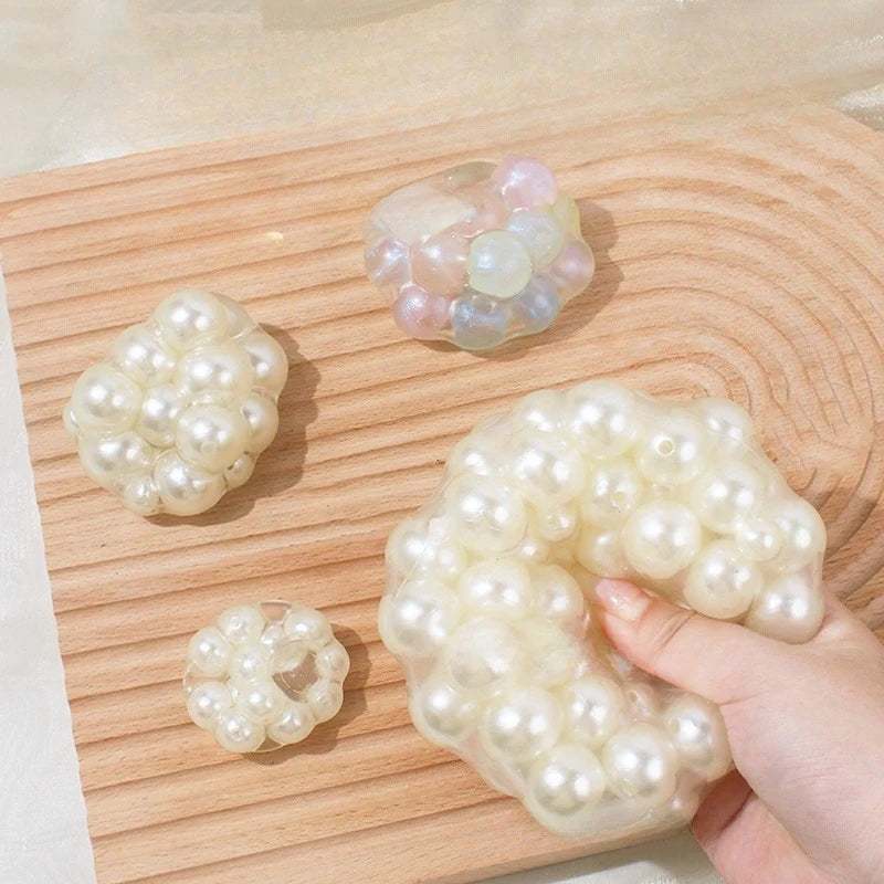 Stress Relief Squeeze Pearl Balls Stress Ball Fidget Toy Glazed Beads Vent Ball Pearl Balls Party Kids Fidgeting Girl Baby Toy