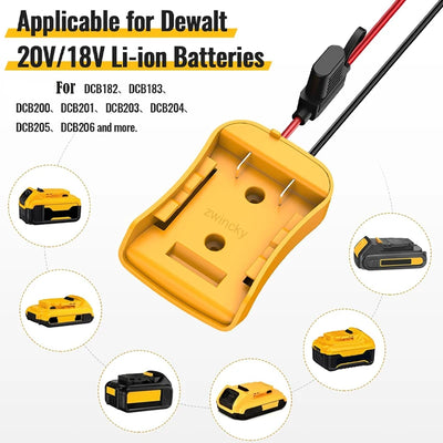 Power Wheels Adapter For Dewalt 18V Battery To Tool Or Kids Ride-on Toy 12AWG With Fuse Holder and Wire Harness Conversion Kit