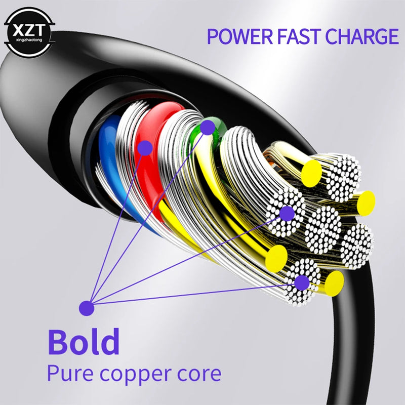 1PC Micro USB Cable 3A 90 Degree Elbow Data Cable Charger 1M 1.5M 2M Fast Charging Cord for Samsung Xiaomi Mobile Phone