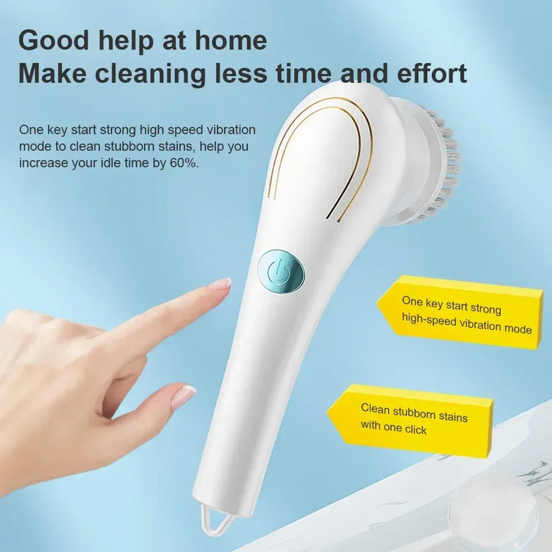 5-in-1 Electric Cleaning Brush Cleaning Gadget Window Cleaner Bathroom Bathtub Toilet Brush Kitchen Cleaning Tool