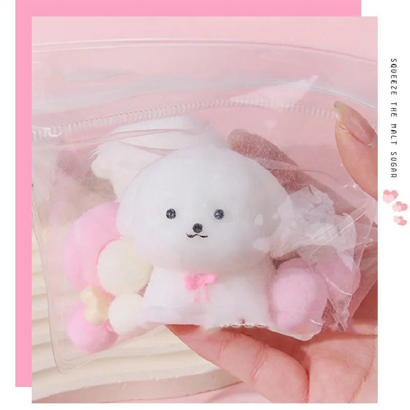 Squishy Teddy Dog Kawaii White Puppy Squeeze Toy TPR Adult Child Stress Relief Toy Cute Girl Birthday Gift Autism Fidget Toys