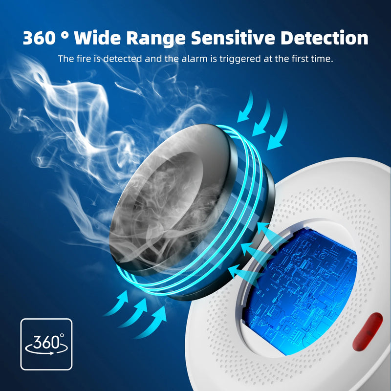 Portable 433MHz Wireless Fire Protection Smoke Alarm Sensor Independent Alarm Detector For RF GSM Home Security Alarm Systems