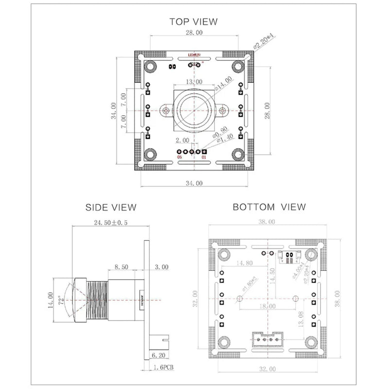 3PCS OV9732 Camera Module 1MP 100 Degree 1280x720 USB Free Driver Adjustable Manual-focus Camera with 2m Cable for Game Project