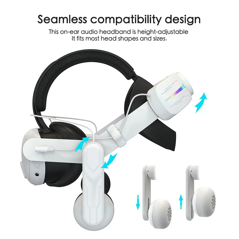 Headphones Head Strap with Battery For Meta Quest 3 Elite Strap Replacement Comfort On-Ear Audio Enhanced Sound VR Accessories