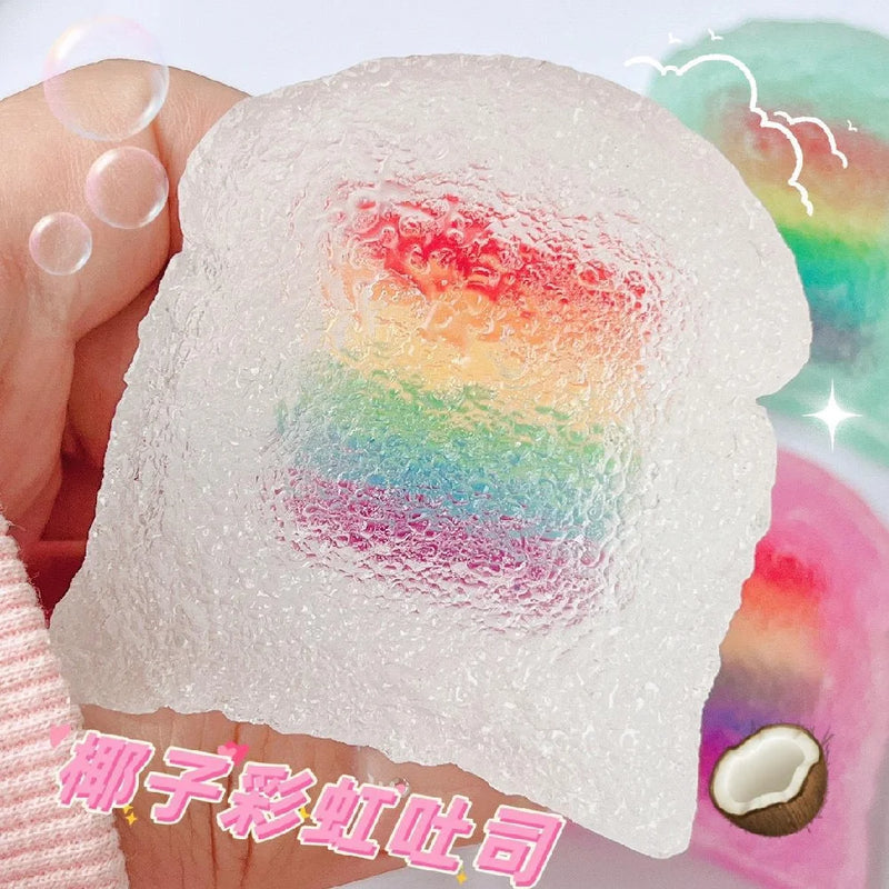 Simulation Transparent Clouds Toast Soft Toys Soft 3D Jelly Rainbow Desserts Mochi Squeezing Stress Relief Toys Girls Toys Gifts