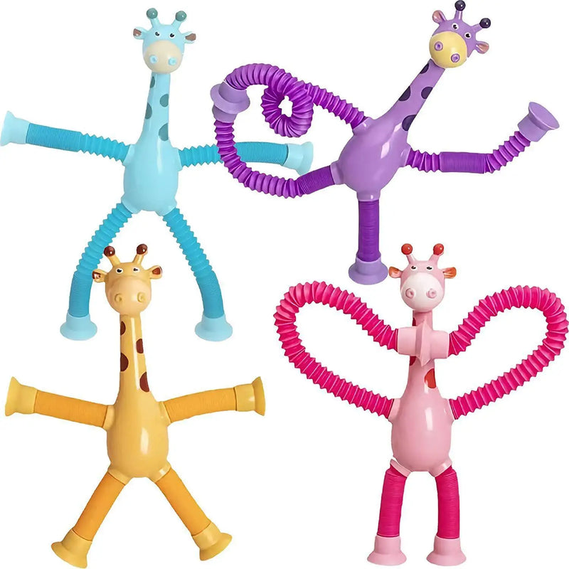 Children Suction Cup Toys Giraffe Telescopic Tube Stress Relief Fidget Toys Stretch Anti-stress Squeeze Toy For Children