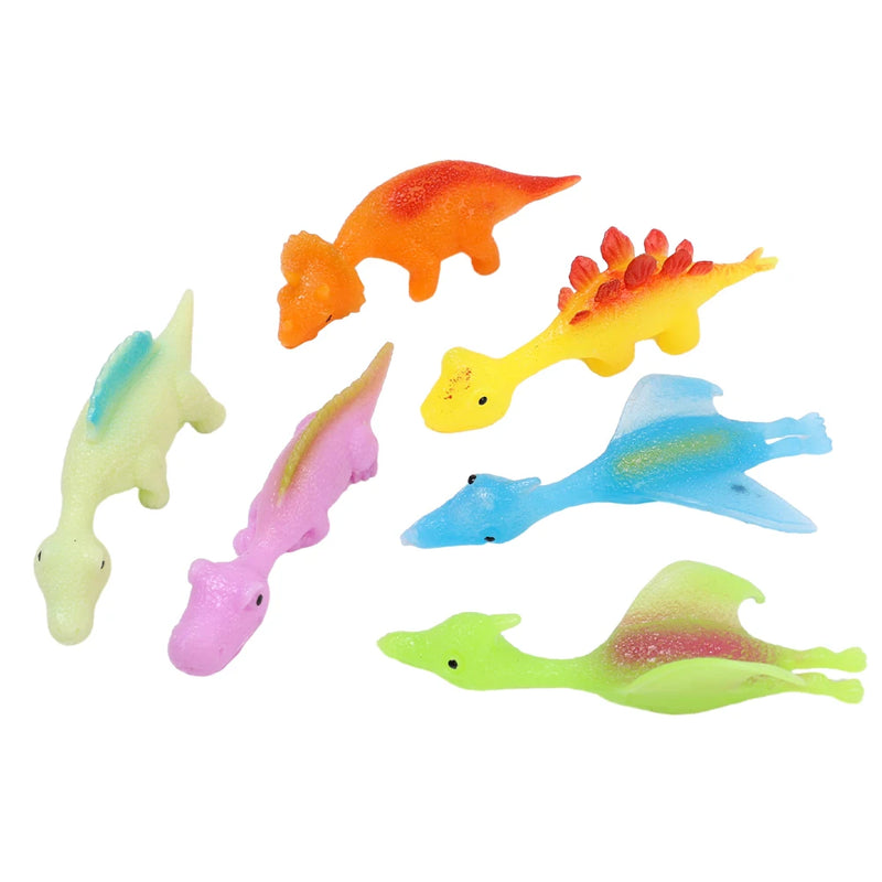 5/10pcs Mini Dinosaur Slingshot Toy Kids Children Creative Cartoon Animals Finger Games Stress Relief Shooting Playing Favors