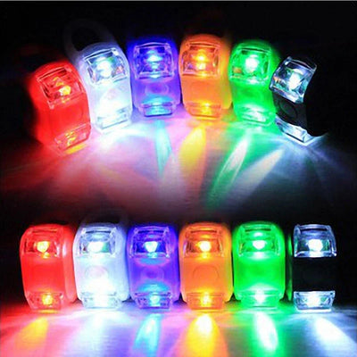 Bike Led Flash Lights Silicone Head Front Rear Wheel Waterproof Safety Lamp Green Taillights Ride on Toys Cycling Accessories