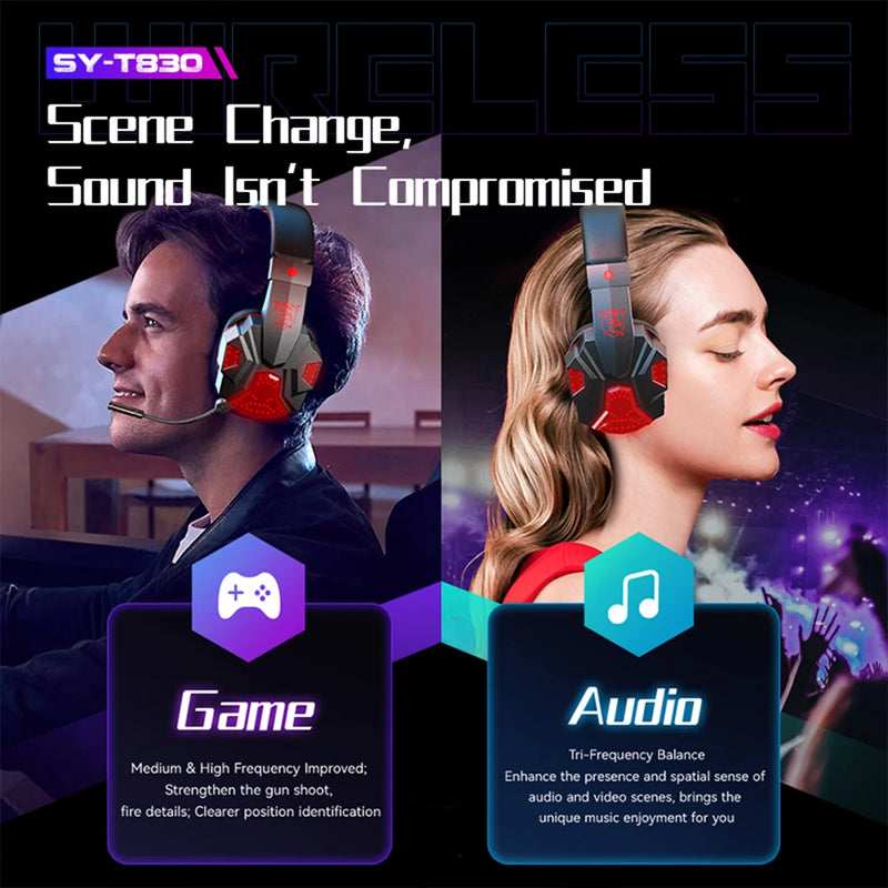 Bluetooth 5.1 Gaming Headsets Gamer Wireless Headphones With Noise Cancelling Microphone Wired Earphone For Phone