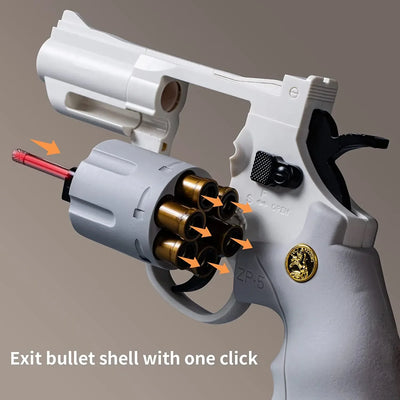 ZP5 357 Revolver Mechanical Automatic Launcher Continuous Firing Pistol Soft Dart Bullet Toy Gun CS Outdoor Weapon for Kid Adult