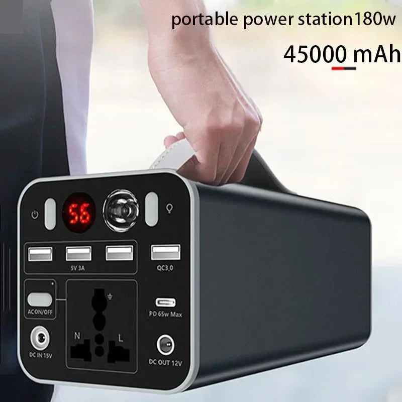 45000mAh Portable Power Bank Station 180W 110V/220V Emergency Outdoor Power Supply Powerful External Battery For Camping Laptop