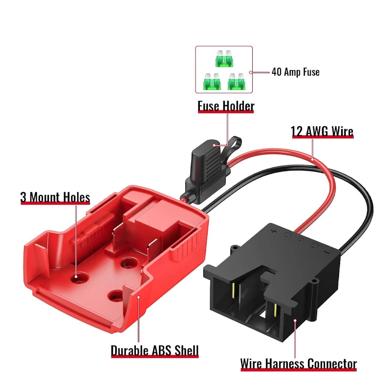 For Milwaukee 18V Battery Adapters Dock Power DIY Battery Converter Connector 12AWG Home Power Tools Parts Replacement