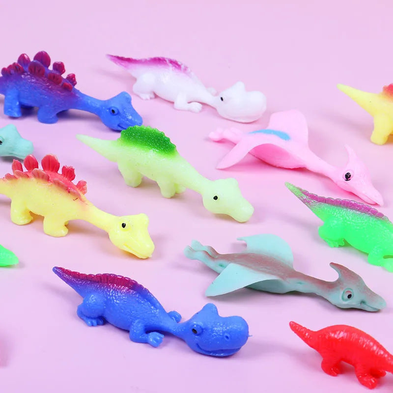 5/10pcs Mini Dinosaur Slingshot Toy Kids Children Creative Cartoon Animals Finger Games Stress Relief Shooting Playing Favors