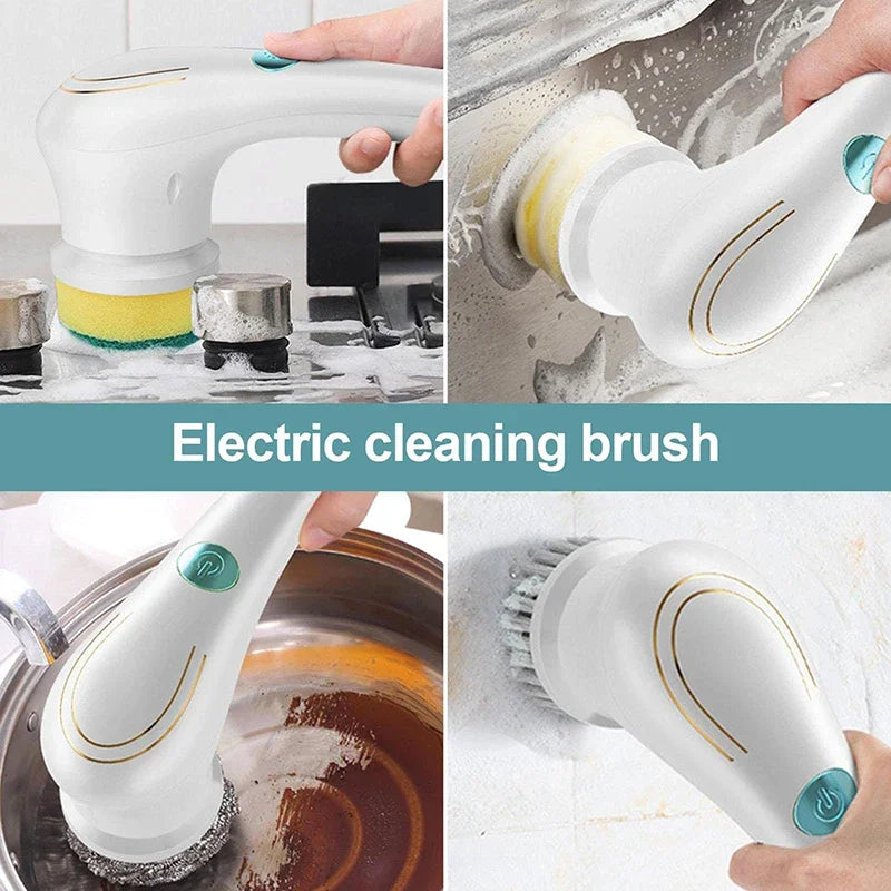 5 in 1 Electric Cleaning Brush Multifunctional Cordless Brush Window Cleaner Bathroom Tub Toilet Brush Kitchen Cleaning Tool