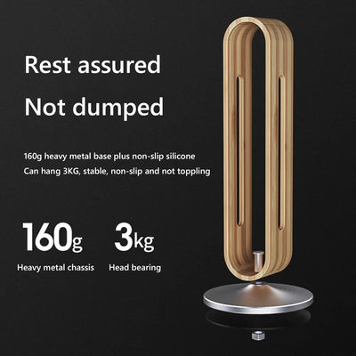 Bamboo Wood Aluminum Headphone Stand Earphone Display Rack Hanger Bracket Gamer Headsets Storage Shelf Gaming Accessories