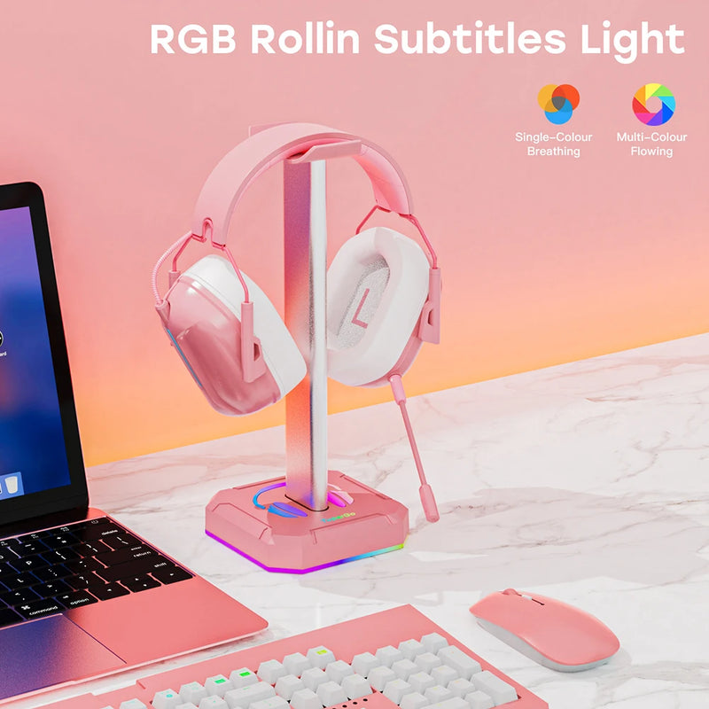 Aluminum Alloy Gaming Headphone Universal Stand RGB Backlight Strip Light Gaming Headset Holder Earphone Accessories