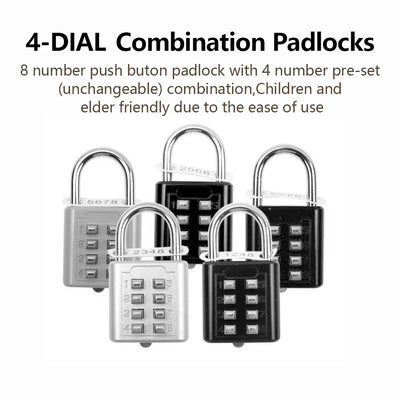 8-digit Combination Outdoor Button Waterproof Fixed Random Code Padlock Zinc Alloy Luggage Travel Smart Lock With Key Anti-theft