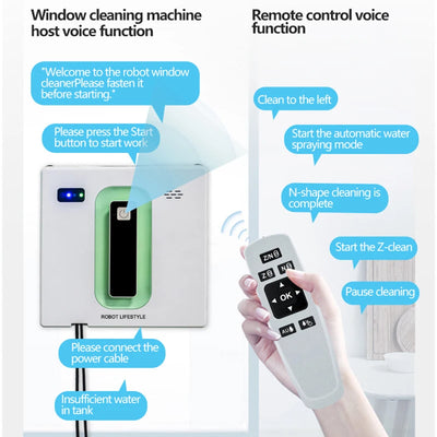 Window Robot Cleaner Electric Robotic Washing Glass Auto Water Spray Voice Prompt APP / Remote Control Professional Washer