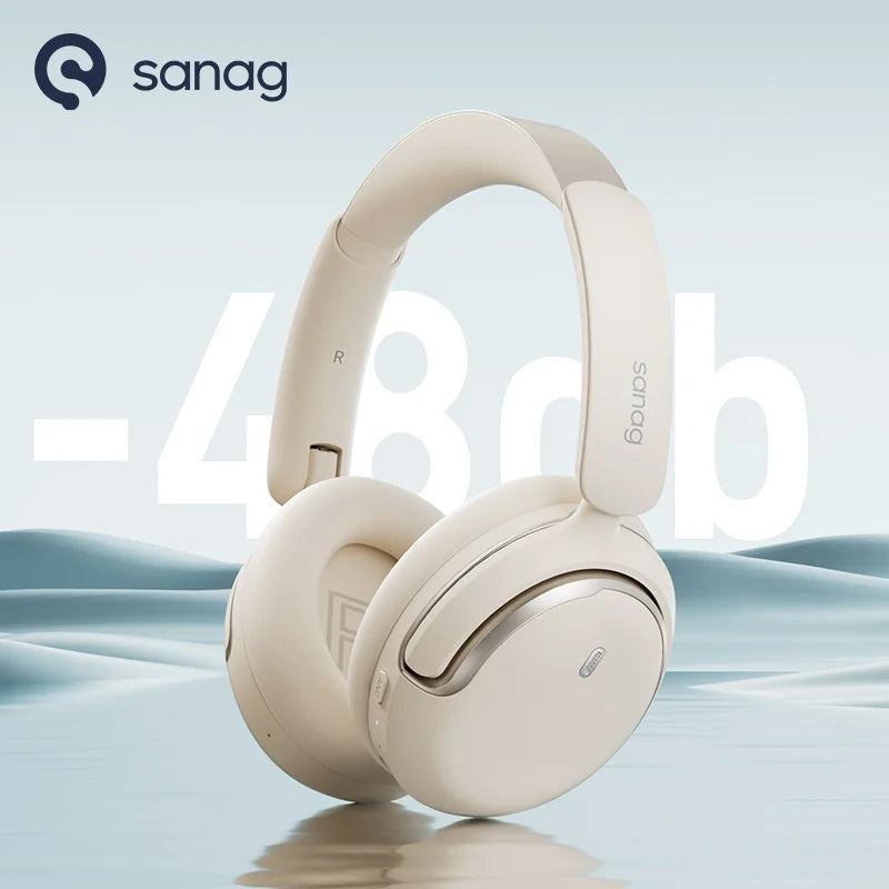 Sanag D50 -48dB ANC Hybrid Active Noise Cancelling Headphones 130H Playback Game Earphones Wireless Bluetooth Gaming Headset