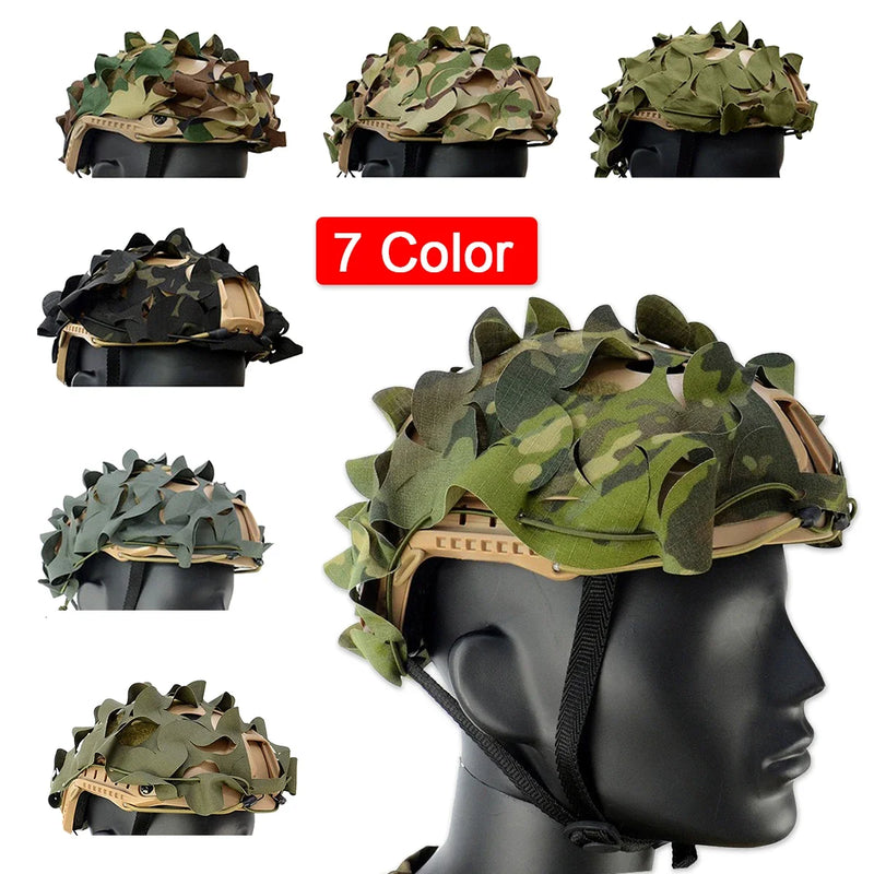 Tactical FAST Helmet Cover 3D Camouflage Helmet Cloth Laser Leaf Shape Cut Hunting Paintball Airsoft Helmets Accessories