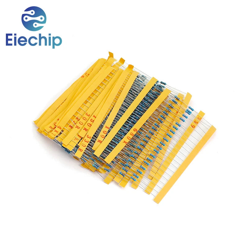 300/600pcs 1/4w Metal Film Resistor 30 Values Resistance Kit 10R-1M 0.25W 1% Resistors Set