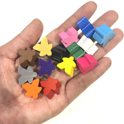 100 Wooden Meeples 14 colors 16mm Extra Board Game Pawns Pieces Replacement Tabletop Gaming components and Upgrade Accessories