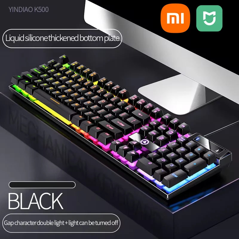 K500 Gaming Wired Mechanical Keyboard Luminous Color Blocking Ergonomic Conflict-free Buttons Pc Desktop Computer Accessories