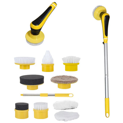 Electric Cleaning Brush Multi-function Wireless Window Cleaner with Brush Replacement Telescopic Handle for Kitchen Toilet Use