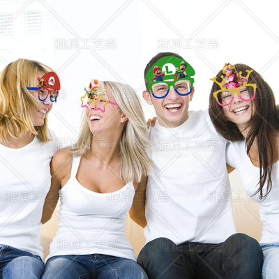 12Pcs Mario Bro Party Glasses Photo Prop Halloween Costume Game Super Mario Mask Birthday Party Decorations Kids Birthday Gift