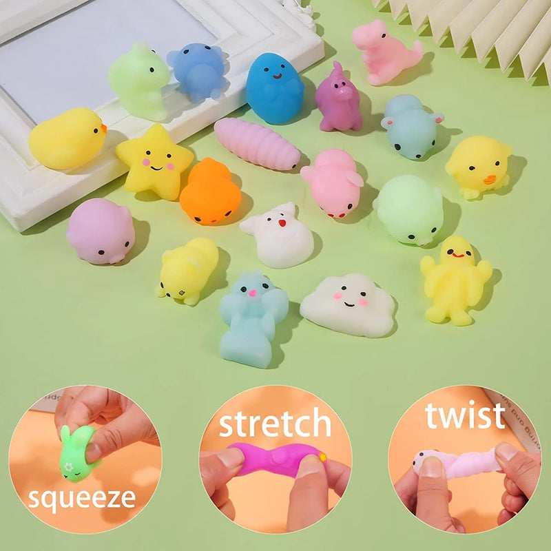 100Pcs Mochi Squishy Toy Kawaii Mini Animals Squishies Stress Relief Toys for Kids Boys Girls Birthday Gifts Party Favors Prizes