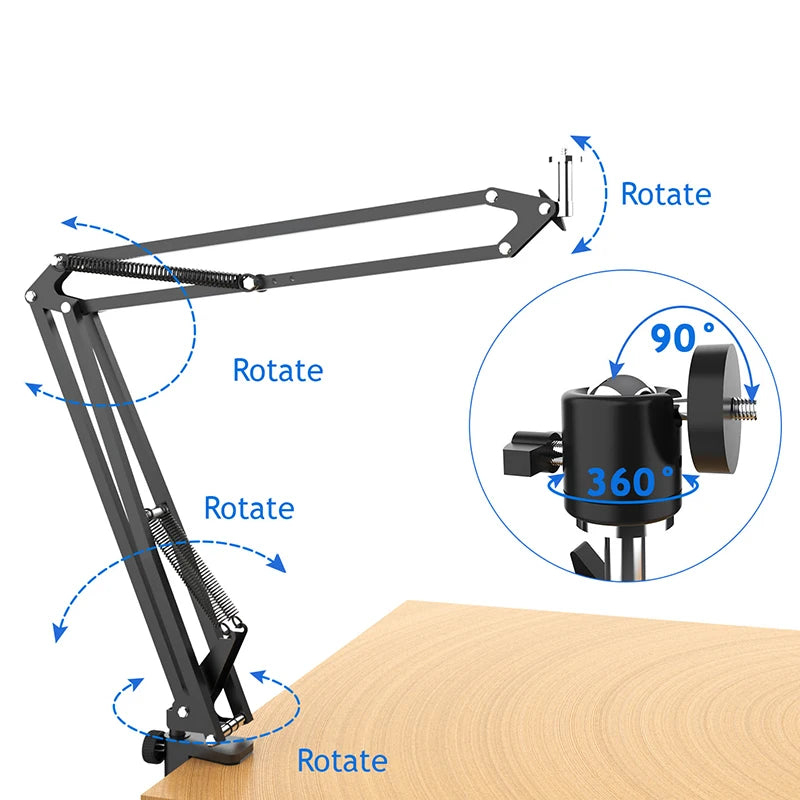 Overhead DSLR Tripod for Camera Mount with Ring Light Desk Kamera Stand Canon Nikon Articulating Arm Video Recording Photography