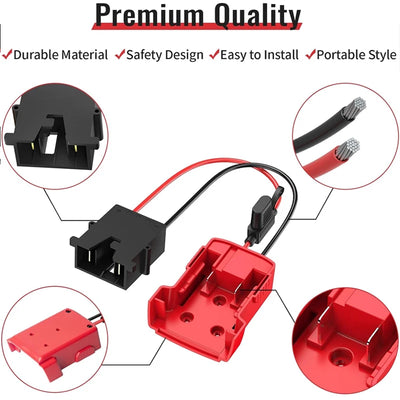 For Milwaukee 18V Battery Adapters Dock Power DIY Battery Converter Connector 12AWG Home Power Tools Parts Replacement