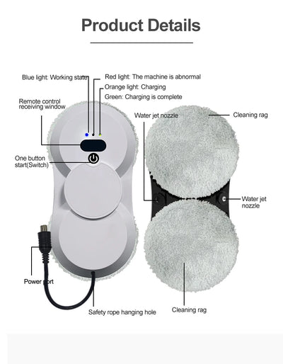 PuRuiKai robot electric automatic window cleaning Robotic vacuum cleaner, with remote control, two-way automatic spray