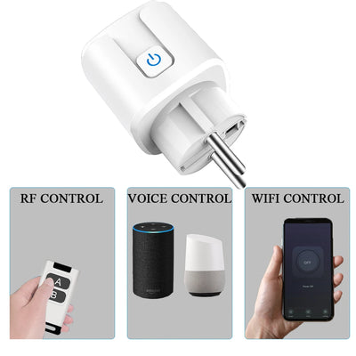 WiFi Rf Smart Plug Socket with Power Monitor,Tuya Wireless Remote Control Switch AC 110V 220V 16A 3000W work with Alexa Google