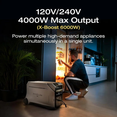 DELTA Pro 3 Portable Power Station, 4000Wh LFP Battery Expandable to 48kWh 120/240V 4000W AC Output Solar Generator for Home